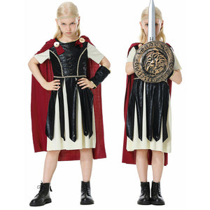 Spartan Warrior Costume Ancient Rome Gladiator Fighter Cosplay Full Suits for Men and Kids