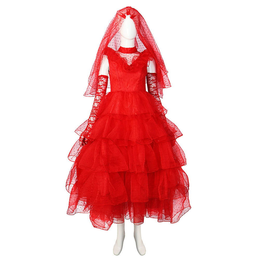 Beetlejuice Lydia Deetz Red Wedding Dress Party Carnival Halloween Cos –  Jolly Costume