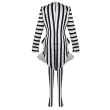 Load image into Gallery viewer, Black and White Vertical Stripes Suit Beetlejuice Lydia Deetz Cosplay Costume for Women and Kids