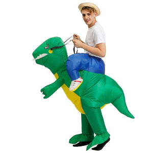 Inflatable Dinosaur Costume T-Rex Dino Rider Outfit Halloween Cosplay Blow Up Costume For Adults
