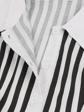 Load image into Gallery viewer, Beetlejuice Costume Black and White Vertical Stripe Swing Dress With Tie