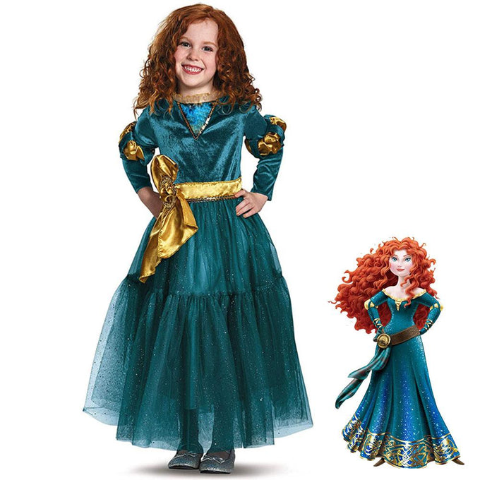 Brave Costume The Princess Merida Cosplay Dress Birthday Party Dress For Kids