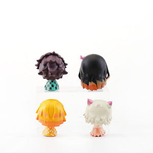 4Pcs Demon Slayer Figure Kamado Tanjirou Kamado Nezuko Figure Sitting Cute Chibi Toys