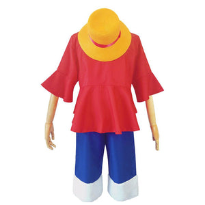 One Piece Costume Monkey D Luffy Cosplay Set with Hat For Mens Halloween Costumes