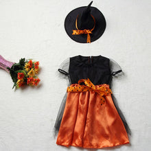 Load image into Gallery viewer, Girls Witch Costume Dress Halloween Witch Cosplay Dress with Witch Hat