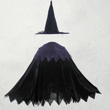 Load image into Gallery viewer, Girls Witch Costume Robe Halloween Witch Cosplay Purple Robe with Witch Hat