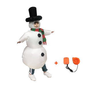 Inflatable Snowman Cosplay Costume Blow Up Suit Halloween Christmas Party For Adults and Kids