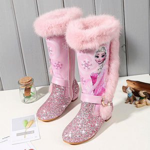 Kids Disney Frozen Costume Princess Elsa Anna Cosplay Low Heel Boots
