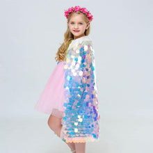 Load image into Gallery viewer, Kids Frozen Snow White Beauty and the Beast Costume Princess Elsa Anna Belle Cosplay Rainbow Sequin Capes Robe