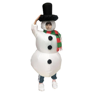 Inflatable Snowman Cosplay Costume Blow Up Suit Halloween Christmas Party For Adults and Kids