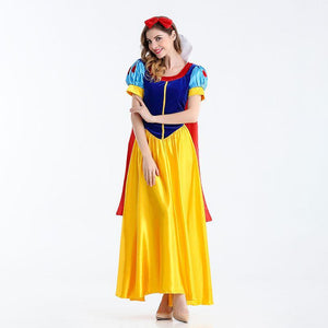 Snow White Costume Dress for Adult Classic Princess Cosplay with Cloak Headband