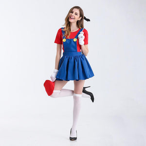 Game Super Mario Cosplay Dress Full Suit Halloween Costume For Female