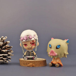10Pcs Demon Slayer Figure Kamado Tanjirou Kamado Nezuko Figure Sitting Cute Chibi Toys