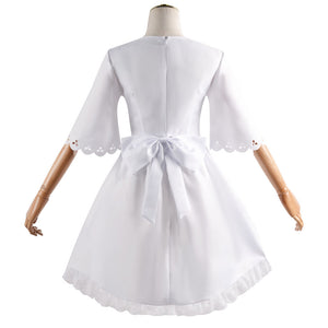 Women and Kids Spy x Family Costume Anya Forger Cosplay White Dress with Headdress and Stockings