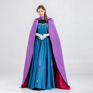 Women's Frozen Costume Princess Anna Cosplay Sequin Dress With Wig