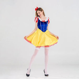 Women's Snow White Costume Adult Princess Costumes Dress With Stocking and Headband