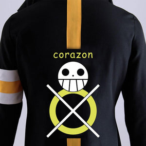 Men and Children One Piece Costume Trafalgar Law Cosplay Long Embroidery Coat