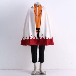 2 PCS Anime Naruto Costume 7th Hokage Cloak Cosplay Robe With Hokage Hat