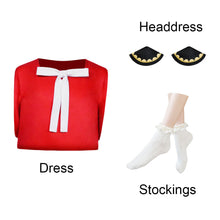Load image into Gallery viewer, Women and Kids Spy x Family Costume Anya Forger Cosplay Red Dress with Headdress and Stockings