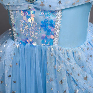 Girls Costume Princess Elsa Cosplay Dress Birthday Party Dress With Accessories