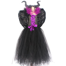 Load image into Gallery viewer, For Kids Maleficent Costume Evil Witch Cosplay Set With Wings and Horn Hat For Halloween Party
