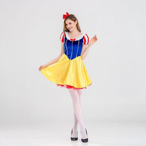 Women's Snow White Costume Adult Princess Costumes Dress With Stocking and Headband