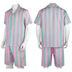 Men and Kids Barbie Costumes Ken Stripe Beachwear Cosplay 2PCS