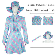 Load image into Gallery viewer, Women and Kids Barbie Costumes Barbie Blue Houndstooth Cosplay Set