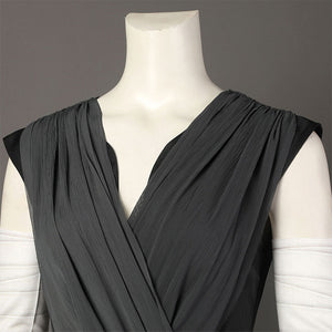 Star Wars The Rise of Skywalker Rey Full Set Cosplay Halloween Costume Black Dress