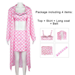 Women and Kids Barbie Costumes Barbie Cosplay Pink 2PCS and Long Coat
