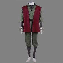 Load image into Gallery viewer, Burgundy Red Sleeveless Haori Coat with Gold Circles and Green Kimono Tunic Mesh Pants Cosplay Outfit