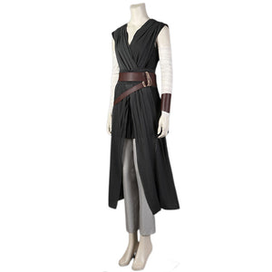 Star Wars The Rise of Skywalker Rey Full Set Cosplay Halloween Costume Black Dress