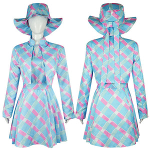 Women and Kids Barbie Costumes Barbie Blue Houndstooth Cosplay Set