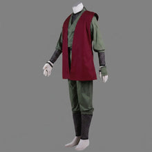 Load image into Gallery viewer, Burgundy Red Sleeveless Haori Coat with Gold Circles and Green Kimono Tunic Mesh Pants Cosplay Outfit