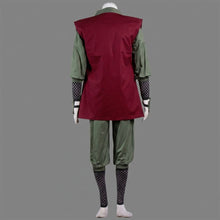 Load image into Gallery viewer, Burgundy Red Sleeveless Haori Coat with Gold Circles and Green Kimono Tunic Mesh Pants Cosplay Outfit
