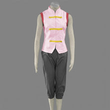 Load image into Gallery viewer, Pink Mandarin Collar Vest with Frog Closures and Charcoal Capri Pants Set Ninja Cosplay Costume