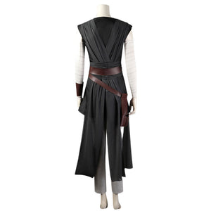 Star Wars The Rise of Skywalker Rey Full Set Cosplay Halloween Costume Black Dress
