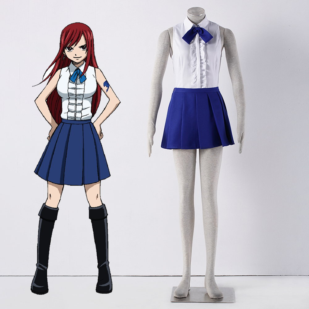 Women and Kids Fairy Tail Costume Erza Scarlet Cosplay School Uniform –  Jolly Costume, image size:1000x1000