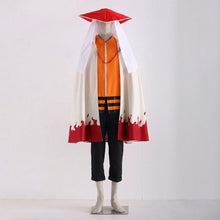 Load image into Gallery viewer, Anime Orange Zip-Up Jacket and White Flame Cloak Set Leader Cosplay Costume with Red Hat