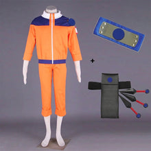 Load image into Gallery viewer, Classic Orange &amp; Navy Blue Ninja Costume Anime Style Set for Men and Kids