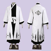 Load image into Gallery viewer, Anime Cosplay Costume White Captain Cloak with Large Purple Collar Black Samurai Robe Full Set