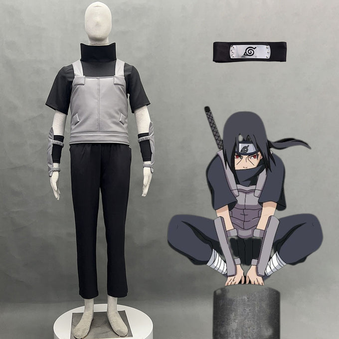 Anime Naruto Shippuden Halloween Costumes Anbu Itachi Uchiha Cosplay for Men and Kids