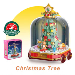 Christmas Train and Christmas Tree DIY Building Block Dest Decoration Christmas Gift