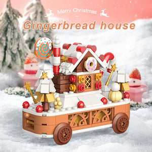 Christmas Sleigh and Gingerbread House DIY Building Block Dest Decoration Christmas Gift