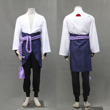 Load image into Gallery viewer, White Open-Front Kimono with Purple Rope Belt Set Anime Ninja Cosplay Costume