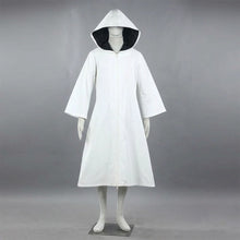 Load image into Gallery viewer, White Hooded Cloak Long Robe Anime Cosplay Costume for Men and Kids Halloween Party Outfit