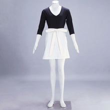 Load image into Gallery viewer, Japanese Anime Classic Black V-Neck 3/4 Sleeve Top and White Apron Tie Skirt Set Cosplay Costume for Women and Kids