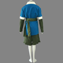 Load image into Gallery viewer, Blue Cross Front Kimono Haori with White Trim and Green Set Cosplay Halloween Costume