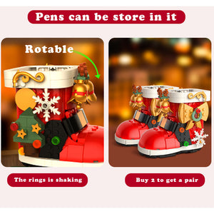 Christmas Pen holder Shoes DIY Building Block Dest Decoration Christmas Gift