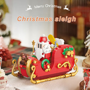 Christmas Sleigh and Gingerbread House DIY Building Block Dest Decoration Christmas Gift